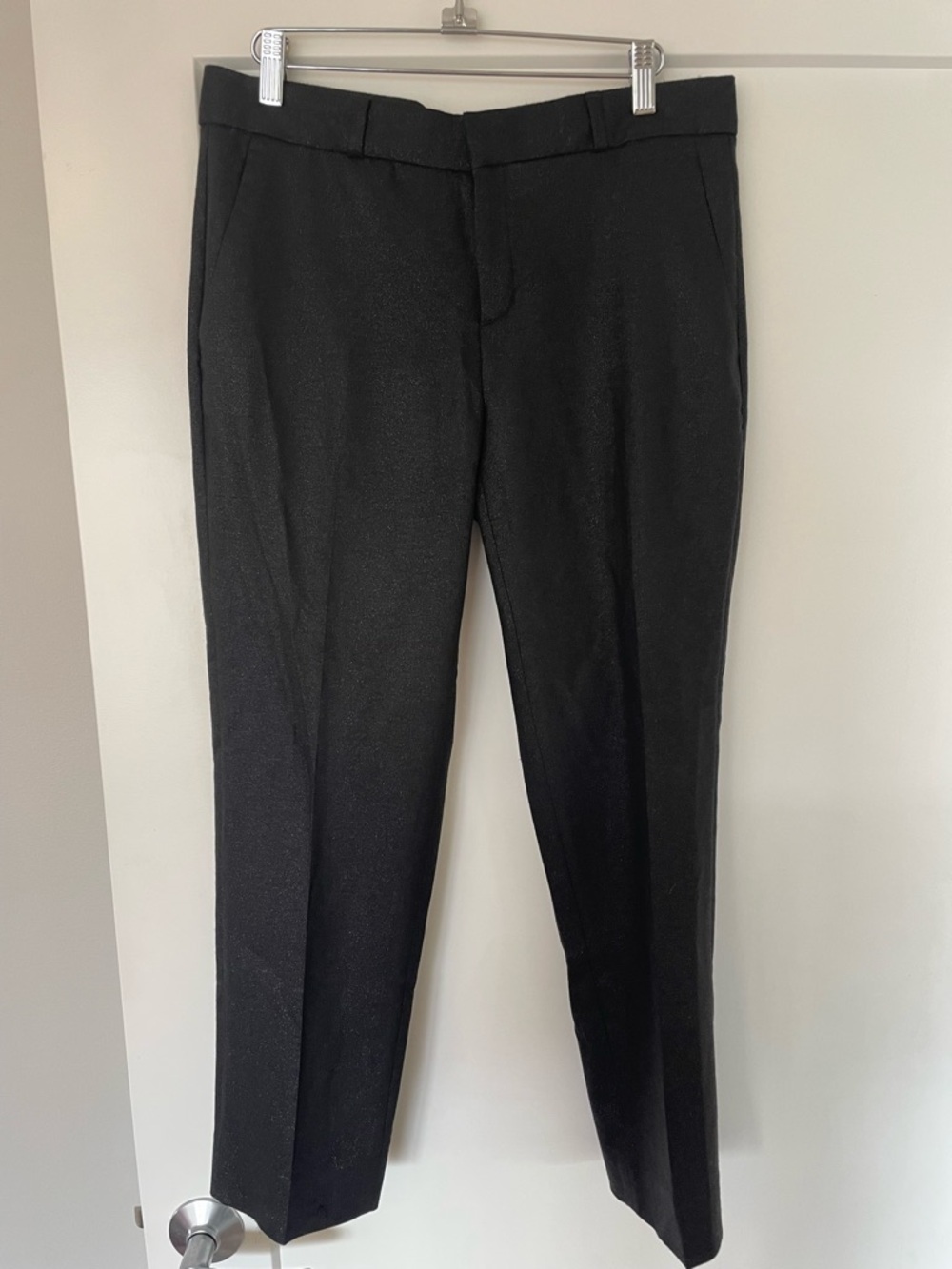 Classic Black Sparkle Straight-Leg Dress Pants